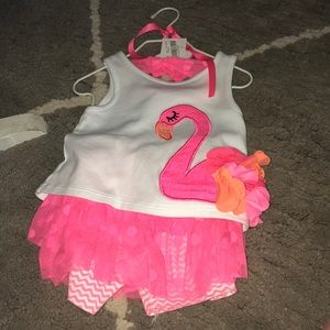 Mud Pie Flamingo Ruffle Shorts Set